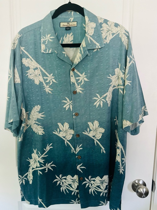 Tommy Bahama Other - Tommy Bahama 💯 Silk Teal Ombre Hibiscus Floral Camp Shirt - L